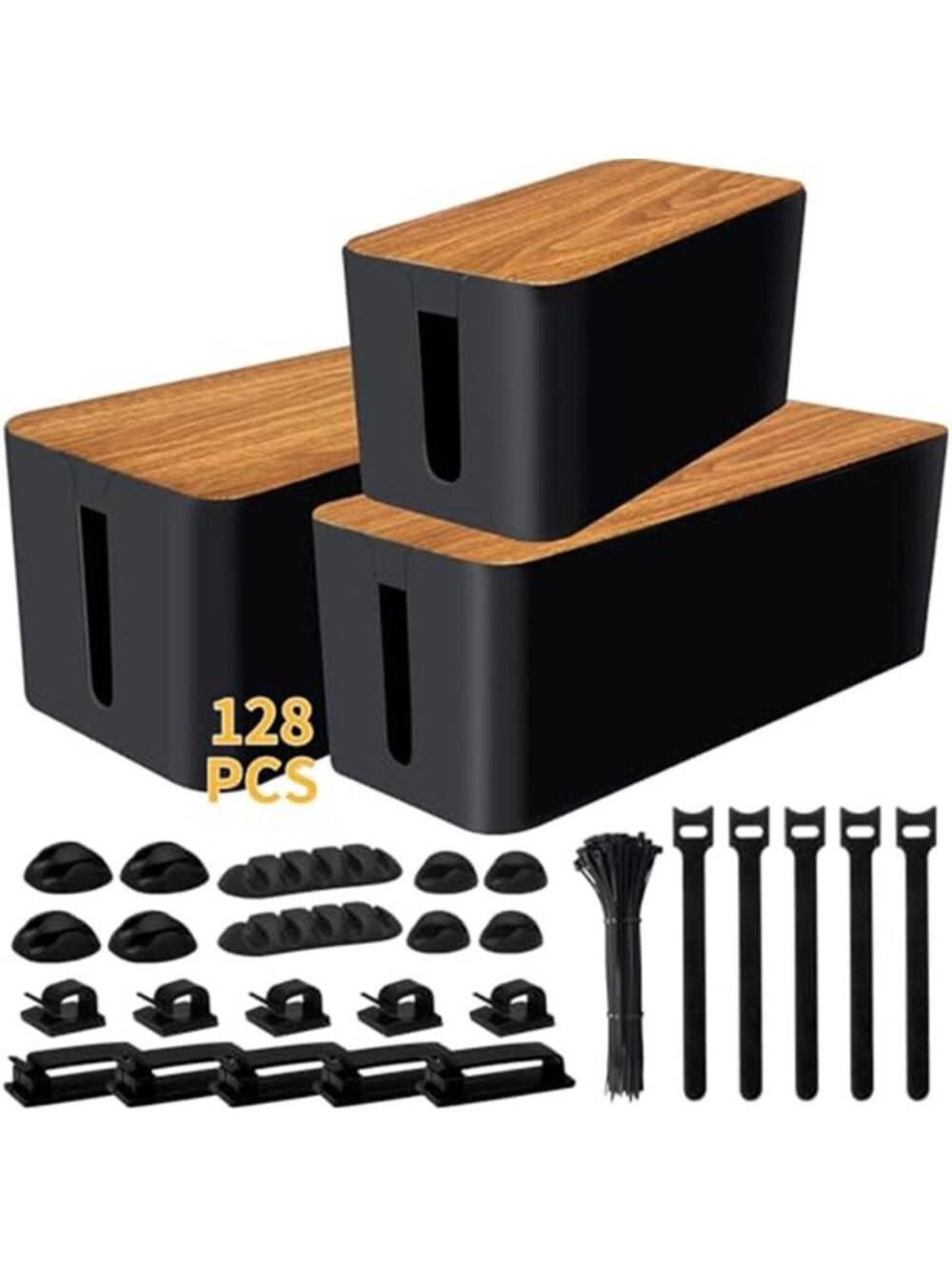 Cable Management Box Cord Organizer Power Strip Cover Wire Storage Kit Set